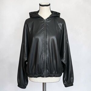 B.B Dakota Steve Madden Faux Leather Hoodie - Black - Size M - NWT
